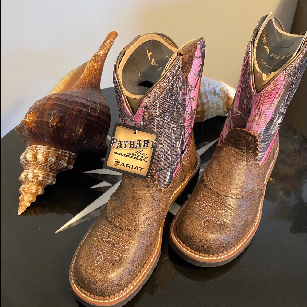 🥾👍 New Ariat Fat Baby Pink/Brown Camo Boots 9B